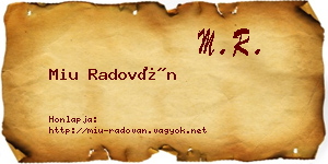 Miu Radován névjegykártya